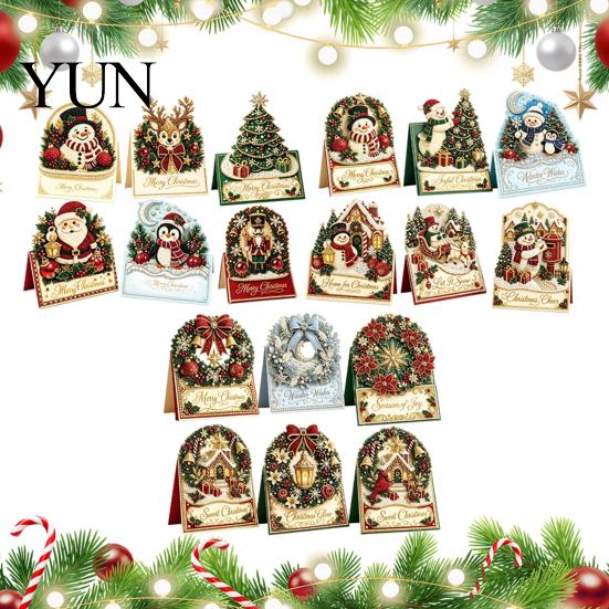 Snowman Santa Elk Craft Kits DIY Christmas Card Kit, 3D Pop-Up Faux Pearl Art Crafting for Adults Wreath Card, Handmade Xmas Family And Friends Kit