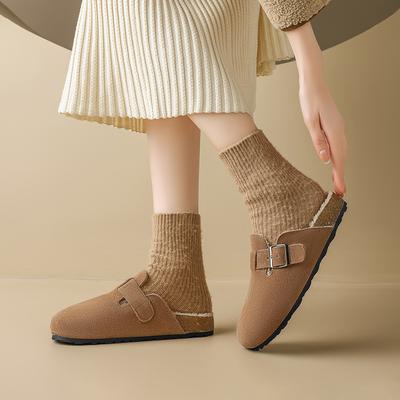 Обувь Augustine Boken женская 2025 осень и зима новая бархатная обувь Boken на платформе для улицы с сумкой с закрытым носком полушлепанцы