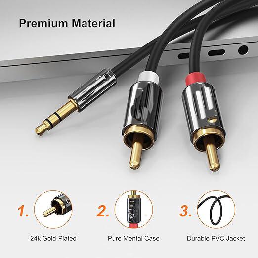 Аудиокабель RCA на 3,5 мм штекер, кабель 3,5 мм на 2 RCA штекера, Y-разветвитель B06XFTHCNY