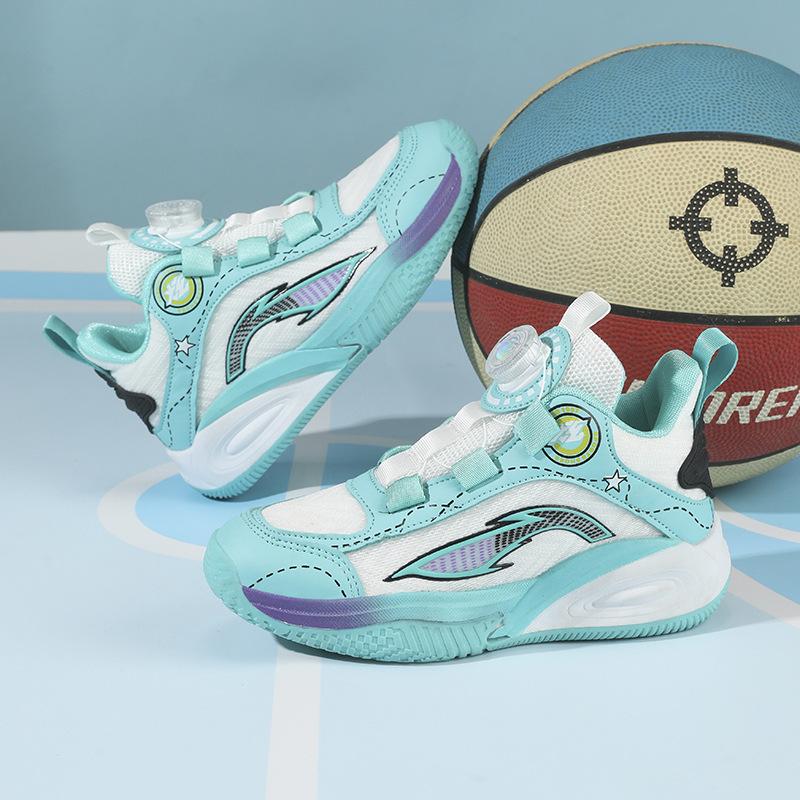 Children's shoes boys running shoes 2025 new comfortable and lightweight children's sports shoes rotating button boys basketball shoes