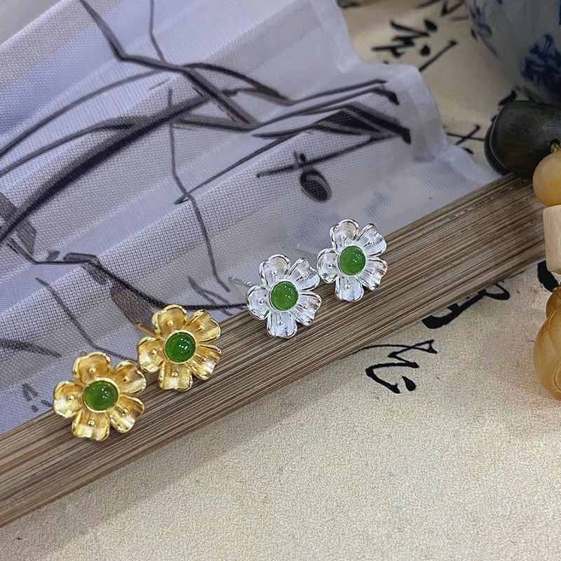 Серьги Jade Cherry Blossom Серьги в стиле ретро, легкие, роскошные, высококачественные серьги, новые серьги