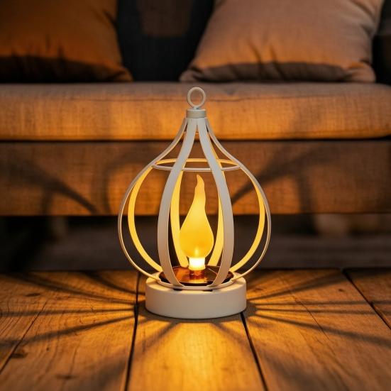 Energy Saving Exterior Porch Lamps Solar Flame Lantern, Garden Hanging Metal Outdoor Waterproof Decorative Yard Lighting Lantern for Patio Decor Rust