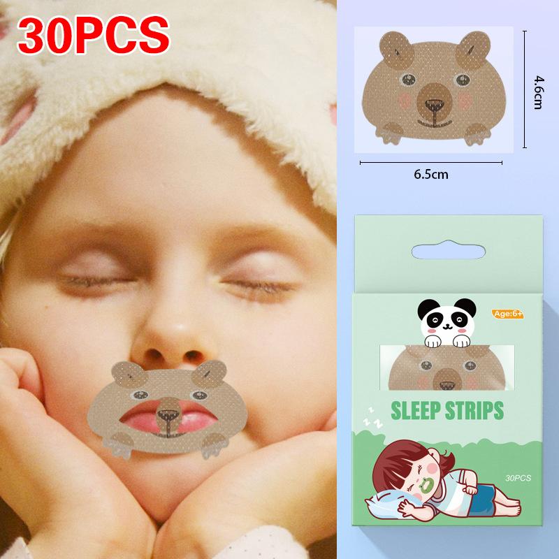 30Pcs Cartoon Anti-Snoring Stickers for Kids Sleeping Closed-Mouth Breathing Correction Nose Shaping Orthosis Tape 'Shut Up'