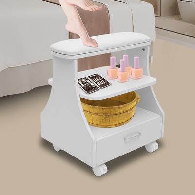 Портативная тележка косметолога из МДФ, Белая/Черная салонная тележка для ногтей и педикюра, Свободностоящая 52*41*55 см для салонов красоты и магазинов