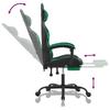 Gaming Chair with Footrest Swivel Black & Green Faux Leather