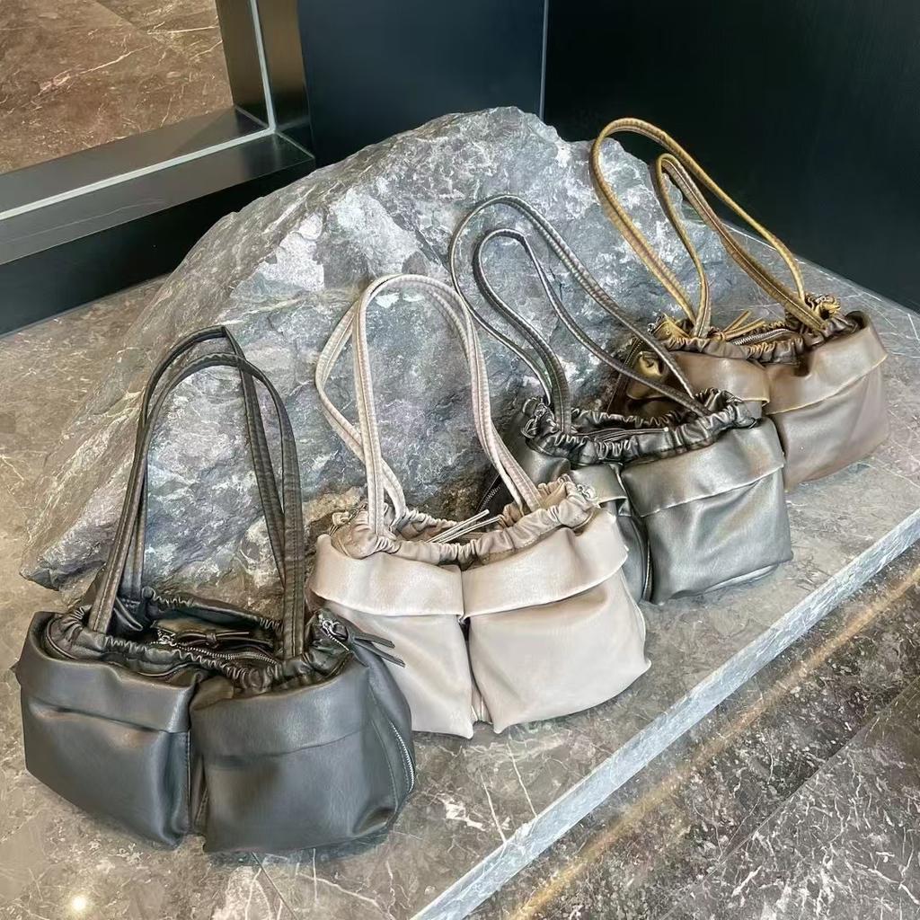 Женская сумка-тоут из натуральной кожи, рюкзак, плиссированные женские сумки, квадратные, на плечо, большая вместимость, много карманов, тренд