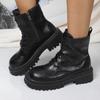 Мода Модные ботильоны на платформе для женщин 2024 осень-зима PU кожаные армейские ботинки женские толстые подошвы нескользящие мотоциклетные ботинки