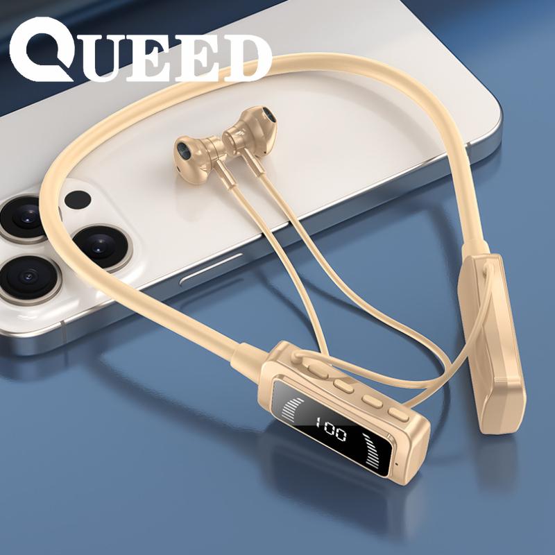 Беспроводная Bluetooth-гарнитура с креплением на шее, цифровым дисплеем и сверхдлительным режимом ожидания