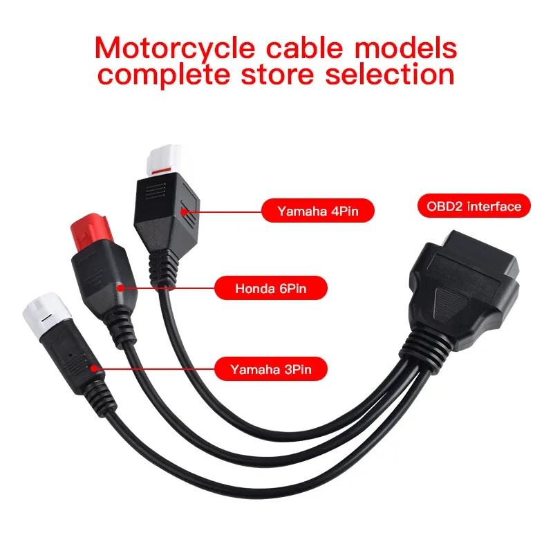 Motorcycle Yamaha 3Pin 4Pin And Honda 6Pin OBD2 Diagnostics Connector Cable For Yamaha Motorbike OBD Extension Cable Adapter