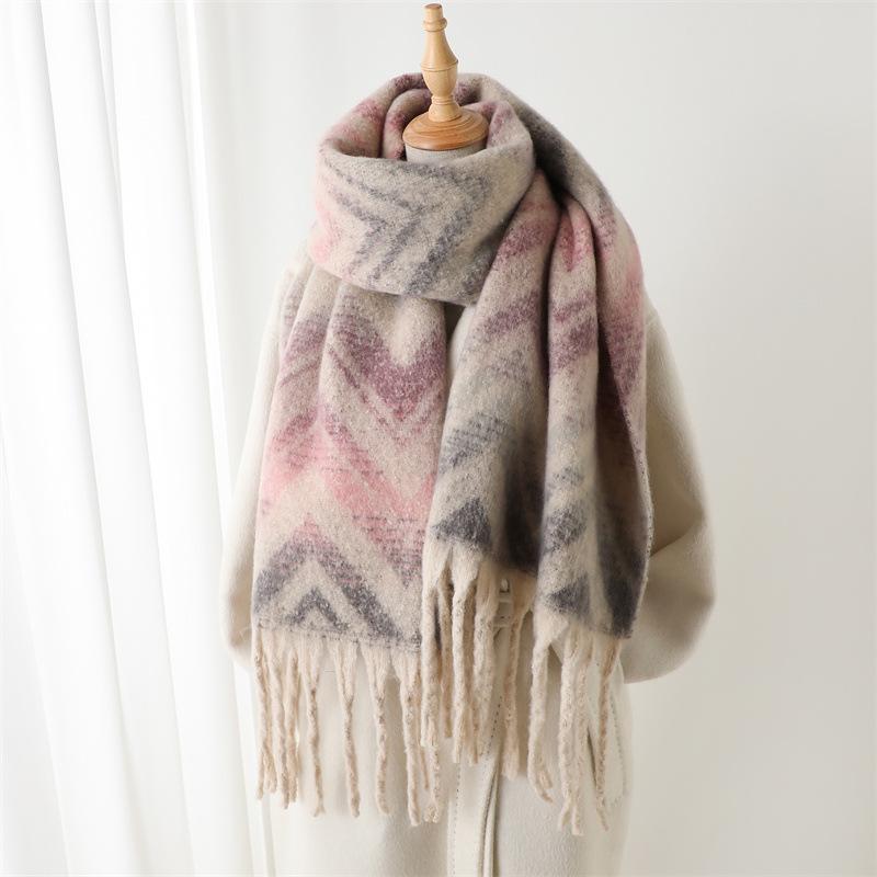 Fashion Winter Warm Women Scarf Soft Faux Cashmere Blanket Wrap Shawls Foulard Pashmina Neckerchief Poncho Tassel