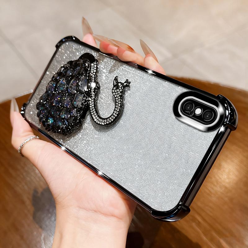 KEYSION Противоударный чехол с гальваническим покрытием для iPhone XS Max Прозрачный ТПУ с блестками, инкрустированный драгоценными камнями лебедь, подставка, задняя крышка для iPhone X XR
