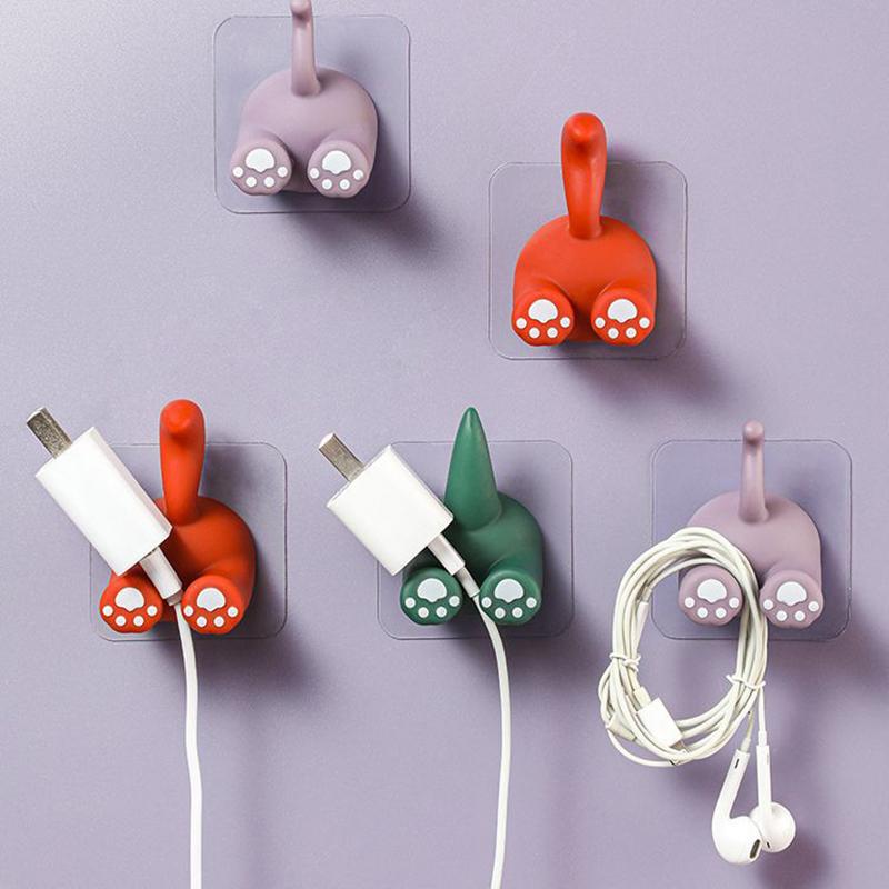 Держатель для зубной щетки в виде хвоста мультяшного животного, настенный крючок без проколов, симпатичный самоклеящийся крючок для полотенец в ванной, детский держатель для зубной щетки