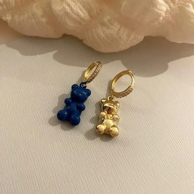 Милые акриловые серьги-подвески в виде конфетных мишек Гамми для женщин, серьги-кольца с радужными мишками и кубическим цирконием, корейская мода 2022, милые серьги с цирконом для девочек