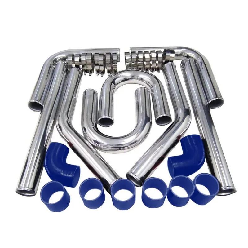 2.5" Inch Turbo Intercooler Piping Aluminum w/U Pipe Silicone Coupler Clamp Kit
