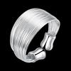 925 Sterling Silver Open Ring Ins Minimalist Multi -Layer Weaving Lines Finger Ring For Women Statement Adjustable Ring