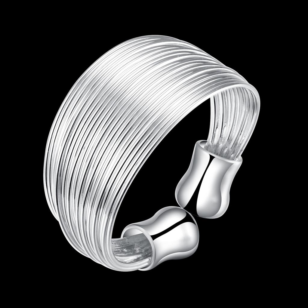 925 Sterling Silver Open Ring Ins Minimalist Multi -Layer Weaving Lines Finger Ring For Women Statement Adjustable Ring