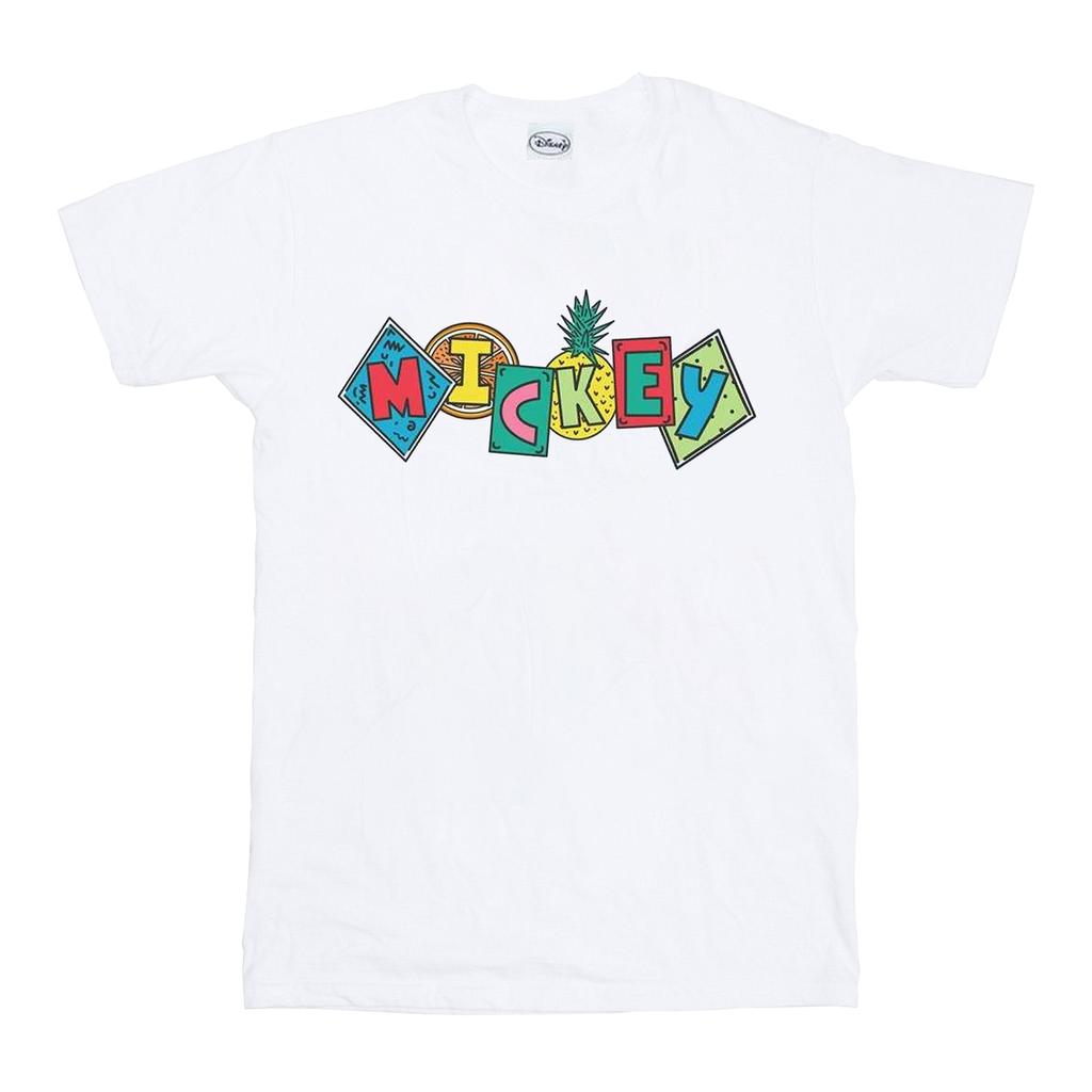 Disney Womens/Ladies Mickey Mouse Fruit Blocks Cotton Boyfriend T-Shirt