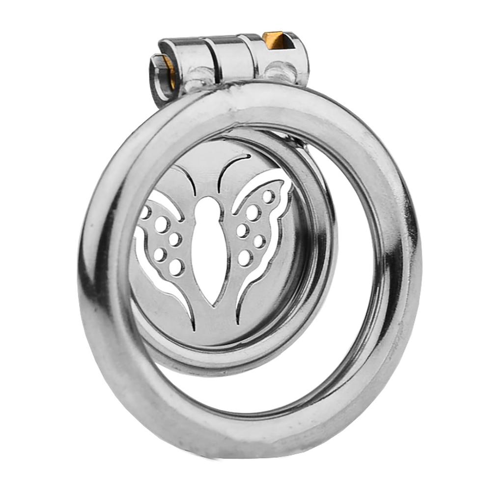 Orirya Chastity Belt for Men Extra Small Stainless Steel Flat Chastity Device with Key Butterfly Design Restraints Adult Goods for Men SM Goods