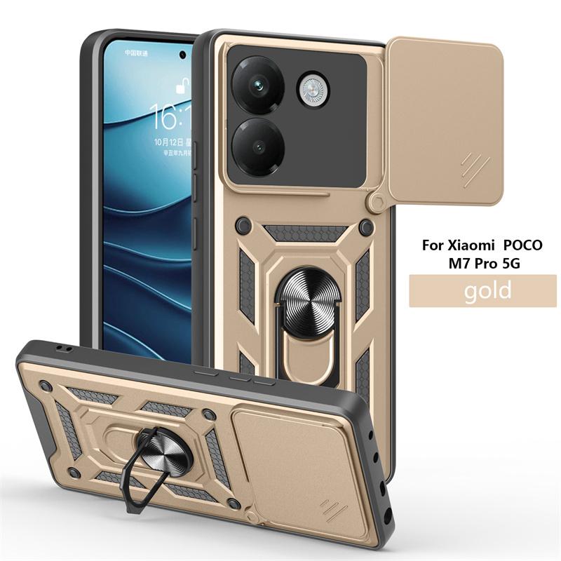 Для Xiaomi POCO M7 Pro 5G Чехол Бронированный Магнитный Держатель Кольцо Телефон Funda Для Mi Poco M7 Pro M7Pro Слайдер Защита Камеры Чехол Coque