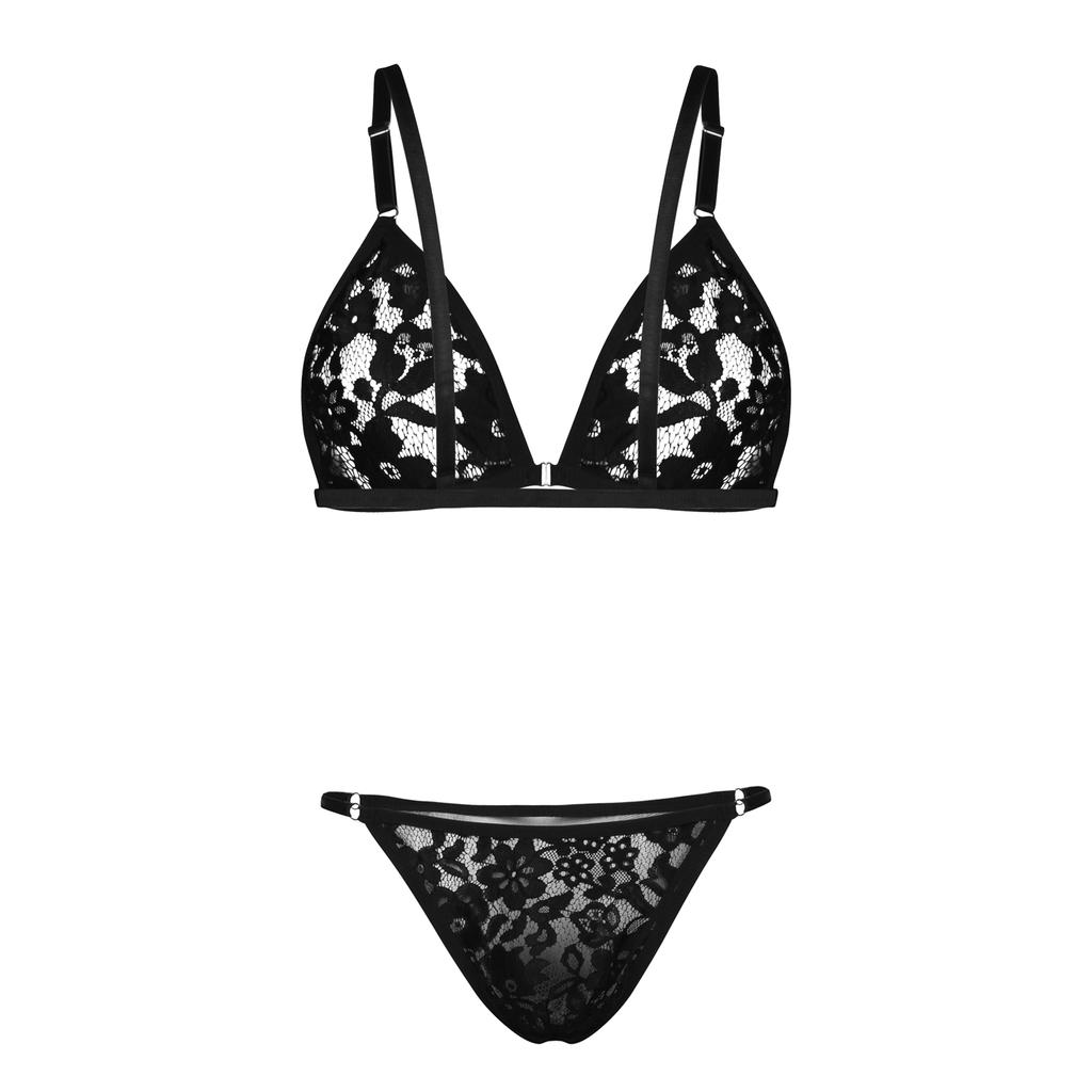 Lace Lingerie Bra Set Men Sissy Panties Mini Underwear Thong Crossdressing Nightwear Spaghetti Straps Costume