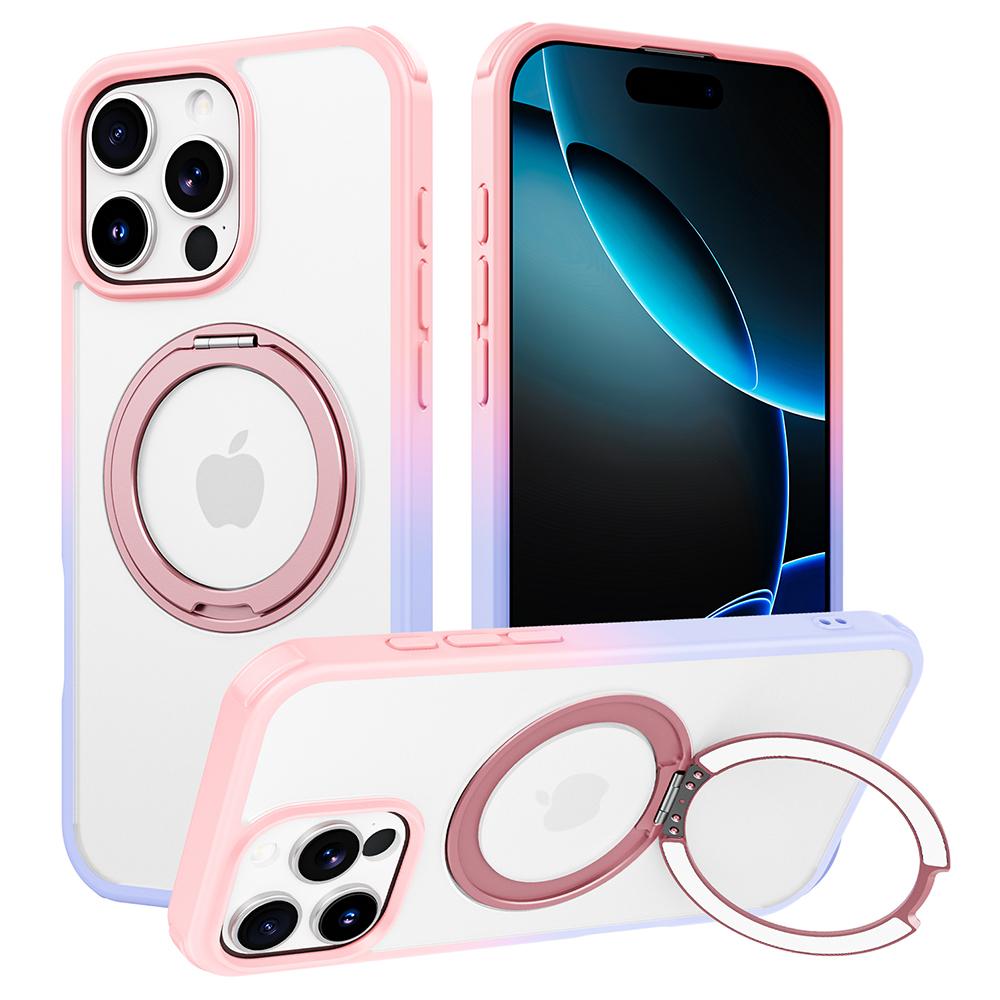 For iPhone 16 Pro Max Case Compatible with MagSafe Ring Kickstand TPU+PC Back Cover