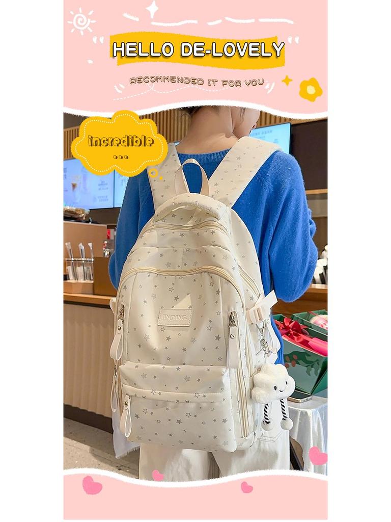 Mori Style Cute Star Backpack: High-End, Lightweight, Large Capacity for Middle School Students