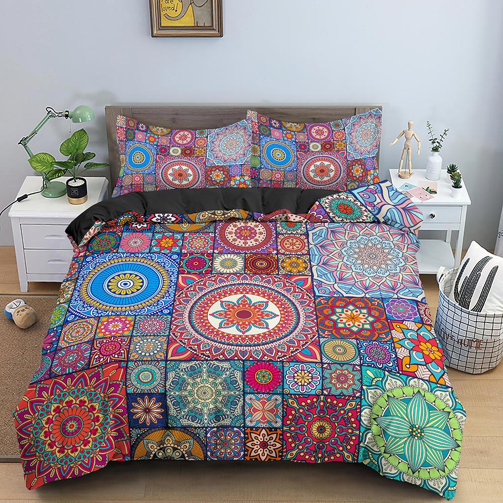 Mandala Duvet Cover Set Bohemian Bedding Set Soft Comforter Cover With 1/2pcs Pillow Shams Quilt Cover Bedroom King Queen Sizes