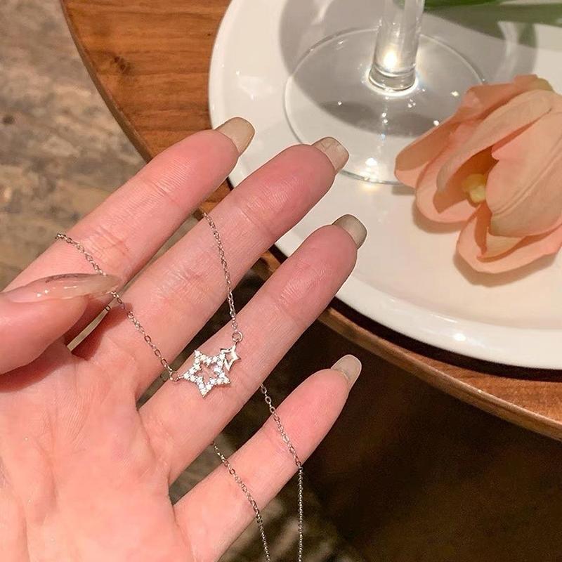 Light Luxury Sweet Star Necklace For Women Girls Simple Exquisite Versatile Pentagram Clavicle Chain Jewelry Accessories Gifts