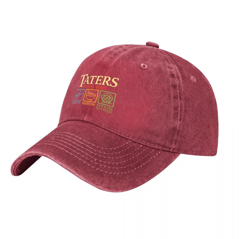 Taters Culture Washed Cotton Baseball Cap With Colorful Embroidered Logo Design For Everyday Wear And Casual Style