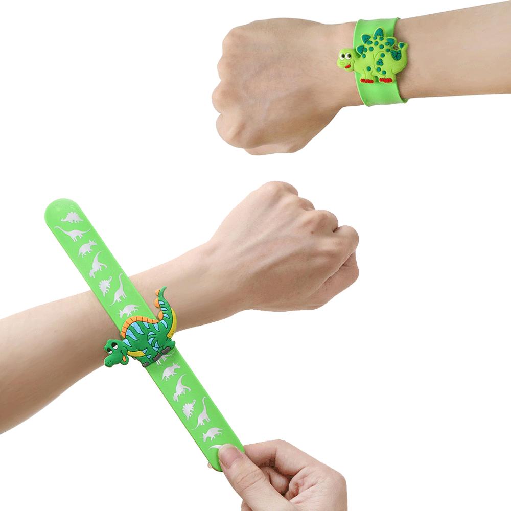 Dinosaur Pa Pa Circle Wristband PVC Ring Keychain Hanging Chain Girls Boys Jurassic Dinosaur Birthday Party Decoration Kids Gift