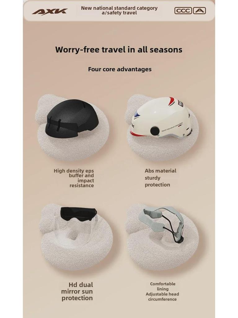 Шлем для электрического мотоцикла с сертификатом 3C: Солнцезащитный всесезонный шлем для мужчин и женщин