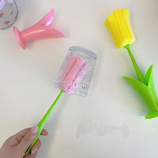 Чашечная щетка в форме тюльпана, эргономичная ручка, чистящая щетка, губка-щетка без царапин, очиститель декоративных ваз