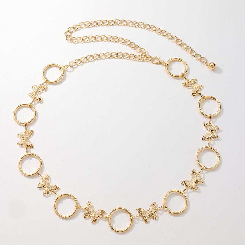 Water Diamond Butterfly Metal Waist Chain For Women With Adjustable Clasp