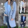 Women Woolen Jacket Turn-down Collar Solid Color Single-breasted Coat Loose Thermal Long Sleeved Commuting Dating Spring Fall Winter Overcoat