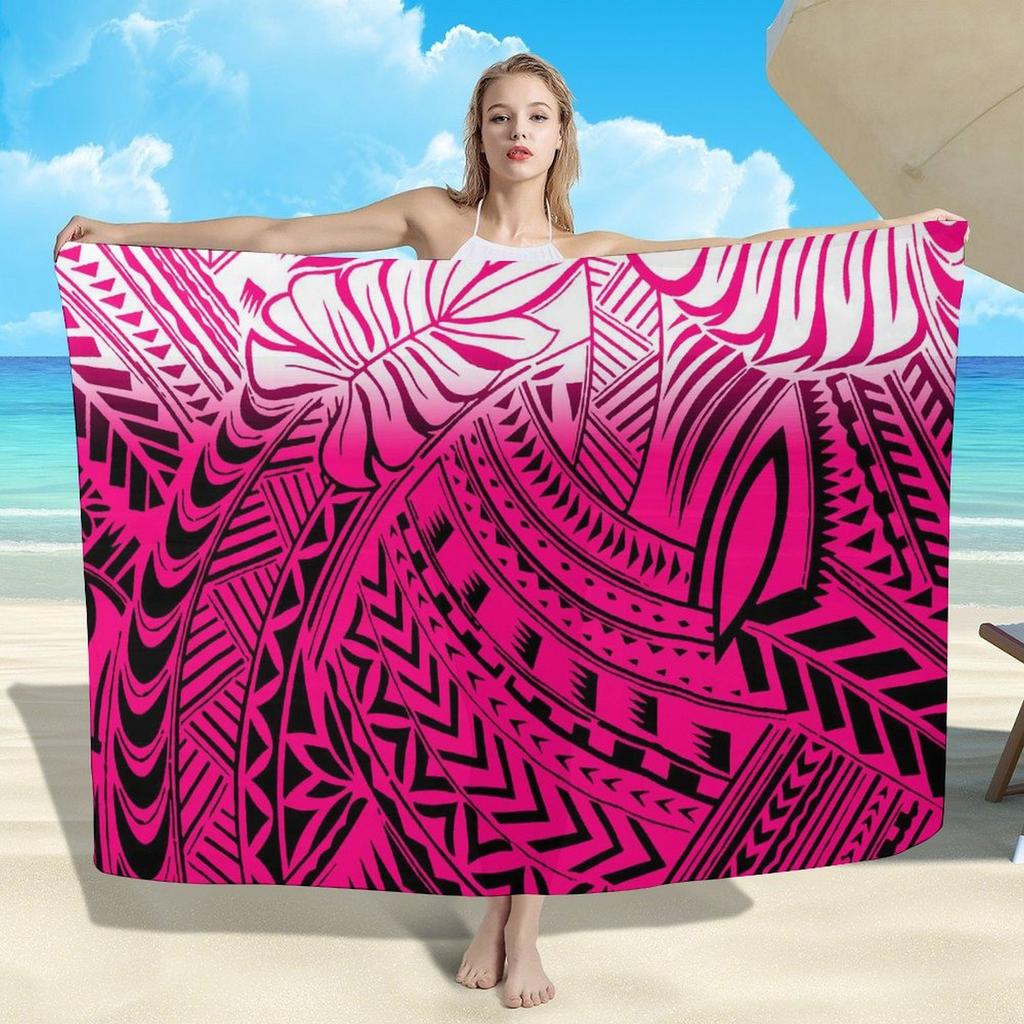 Summer Lightweight Women'S Sarong Shawl Polynesian Customizable Pattern Beach Essential Sun And Windproof Cape