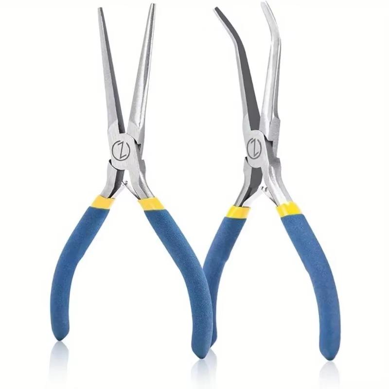 2pcs 6" Mini Needle Nose Pliers with Comfort Grip Handles, 2PCS Long Nose Pliers Set for Handmade Craft