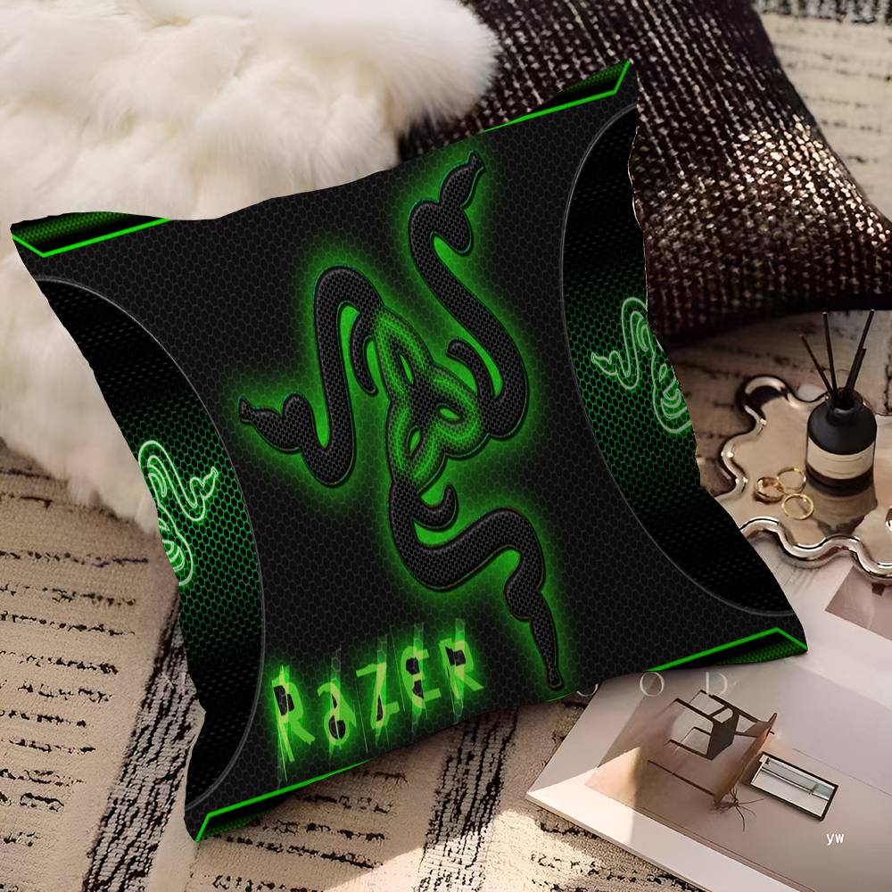 Игровой логотип Razer напечатан на чехле для подушки с дизайном кленовых листьев Счастливый Осенний Урожай декор Праздничный декор Чехол для подушки