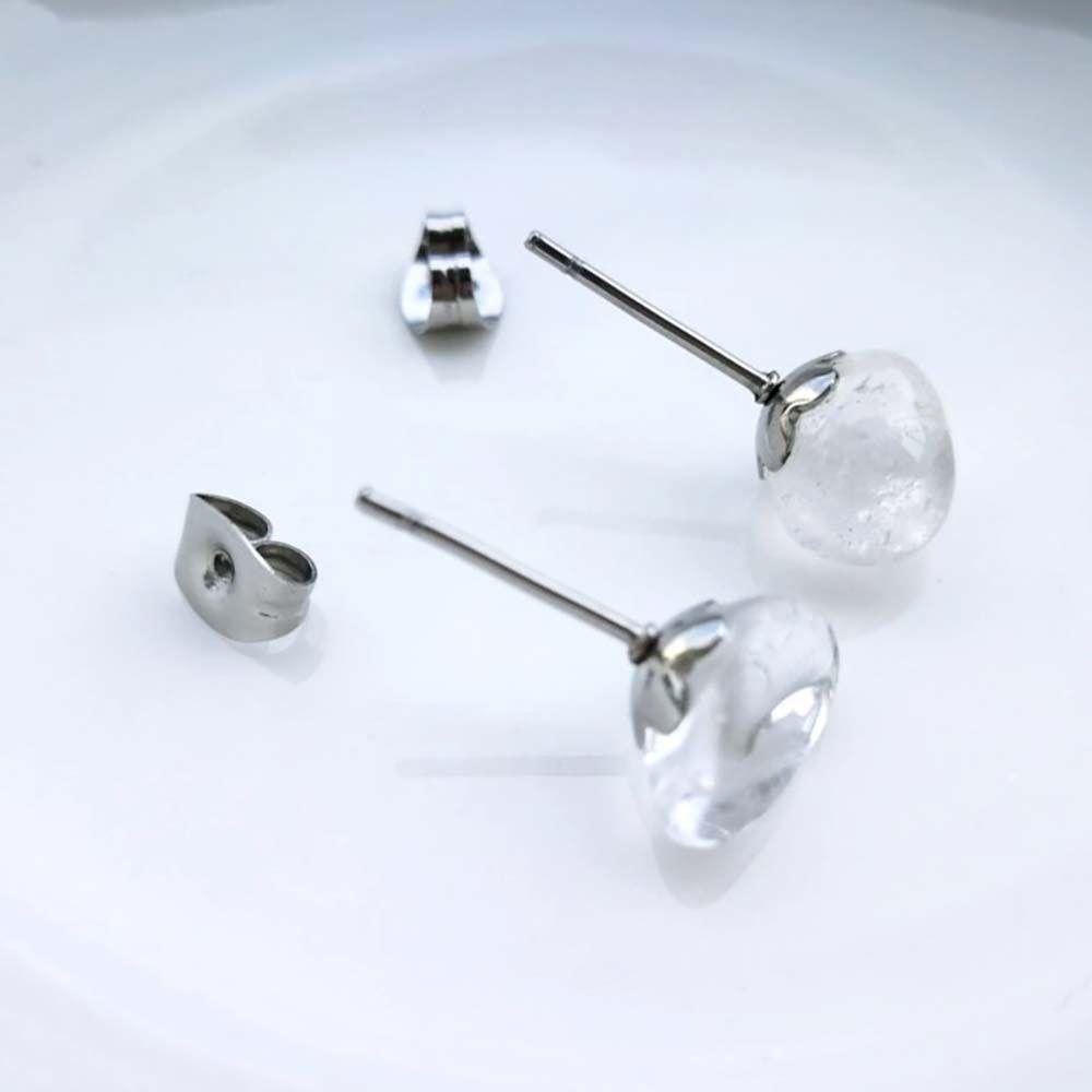 Rough Stone Purple Natural Amethyst Women Earrings Ear Studs Korean Style Amethyst Stud Earrings