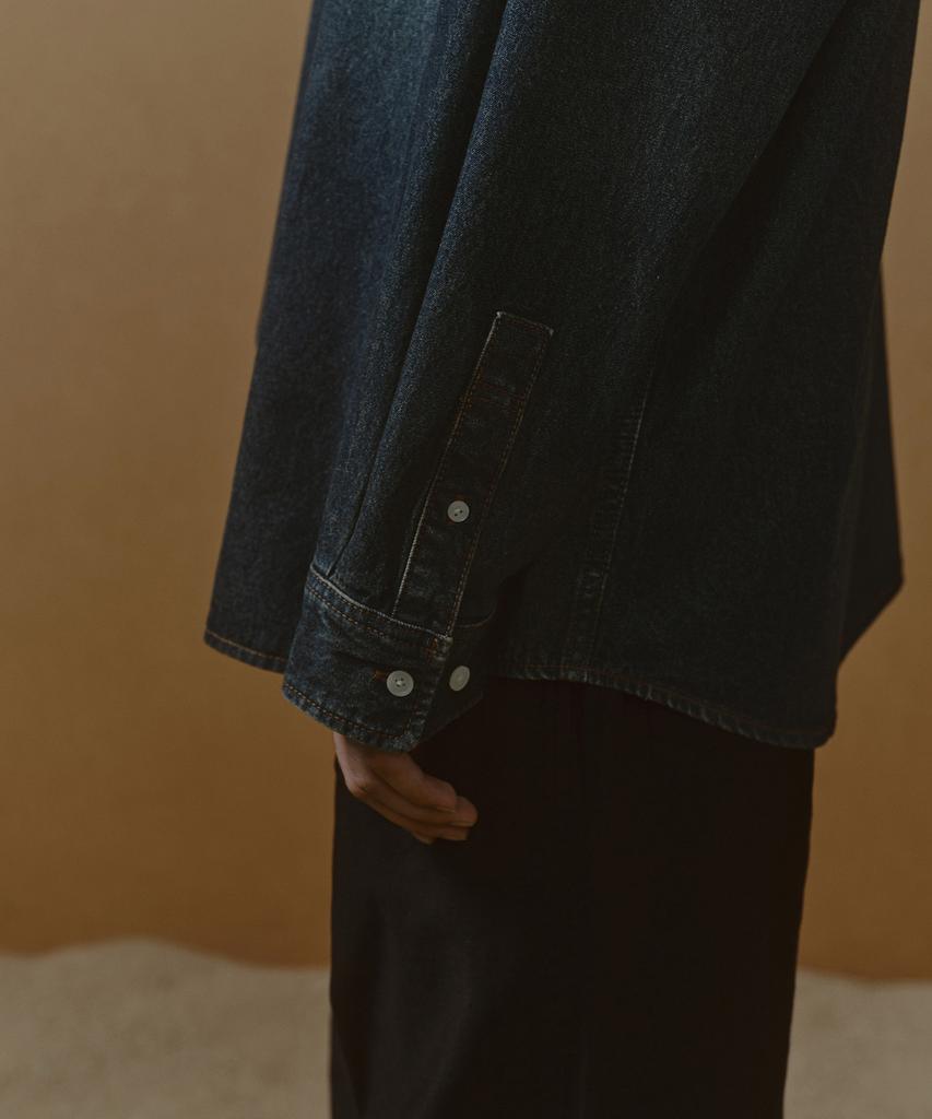 MUSINSA STANDARD Heavyweight Oversized Denim Shirt [Dark Blue]