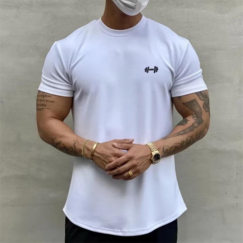 2023 Men's New English Letter Fashion High Quality Street Fitness Print Short Sleeve Casual 100% Cotton Round Neck T-shirt S-4XL