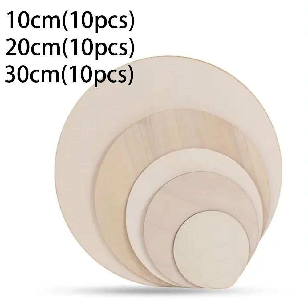 10-50Pcs Round Wood Pieces Wood Circles Blank Plaque for DIY Craft Pyrography Projects Games Scrapbooking Building Model