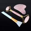 Pink crystal jade roller, facial mask brush set, facial massager, facial beauty powder crystal scraping board, heart-shaped