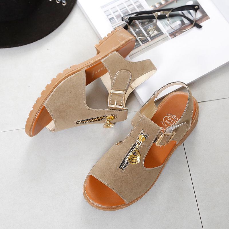 2025 Women's Chunky Heel Summer Sandals: Open Toe, Thick Bottom, Korean Style, Zipper Closure