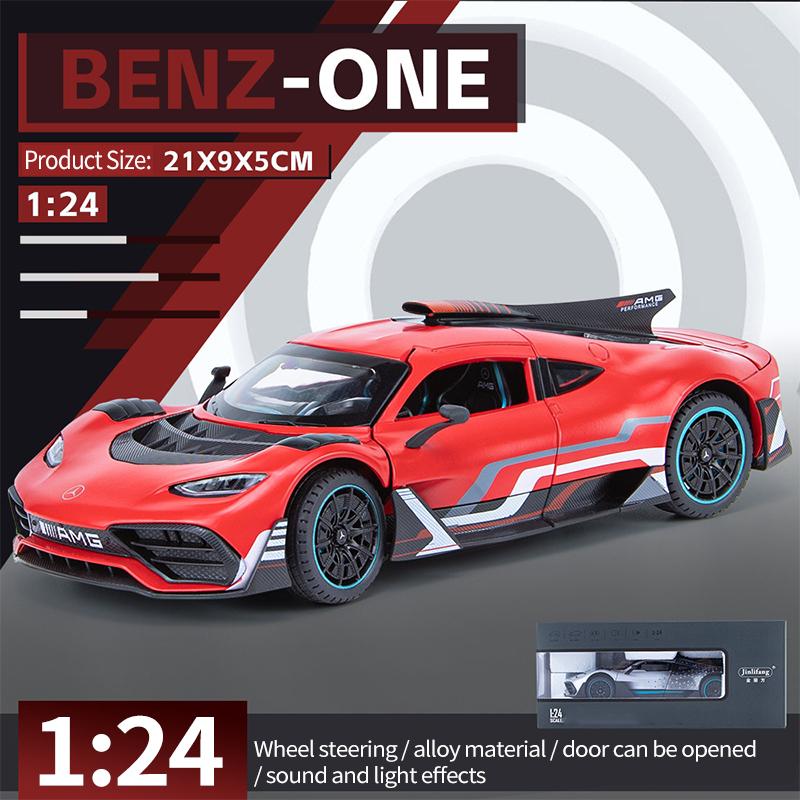 1/24 Scale Benz ONE Sports Diecast Car Model Toy, Pull Back Toy Vehicle with Sound and Light for Kids Toddler Boys Girls Gift Collection