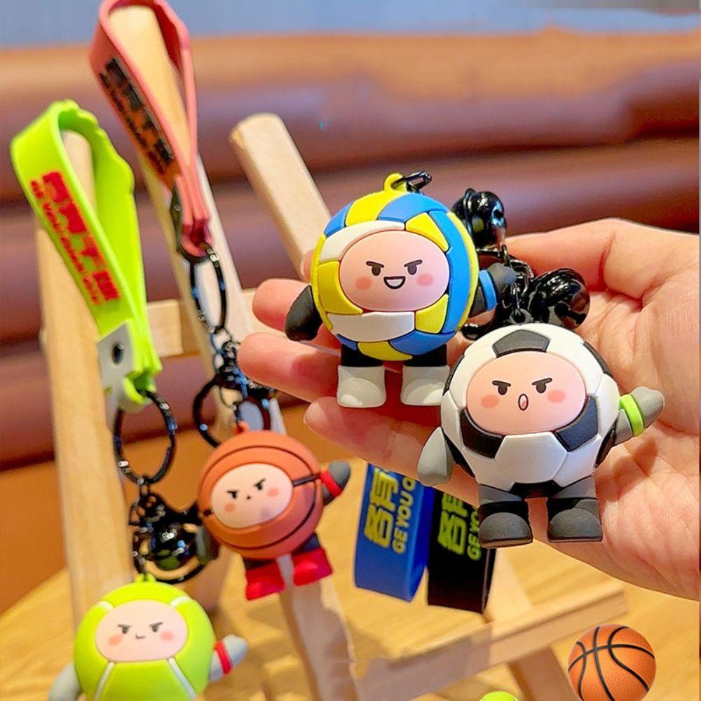 Football Volleyball Tennis Sporting Keyring PVC Volleyball Car Key Pendant  Key Ring Gift