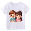 Kids Tales Girls Summer Tshirt Short Sleeve Crew Neck Top Modal Fabric Roundneck Cartoon Print Shirt
