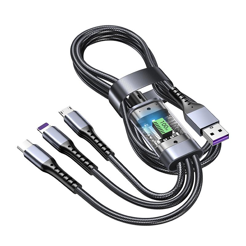 3 в 1 100 Вт прозрачный кабель для быстрой зарядки Type C Usb Micro для iPhone Samsung Huawei Xiaomi Pilot Lamp Charger Usb C