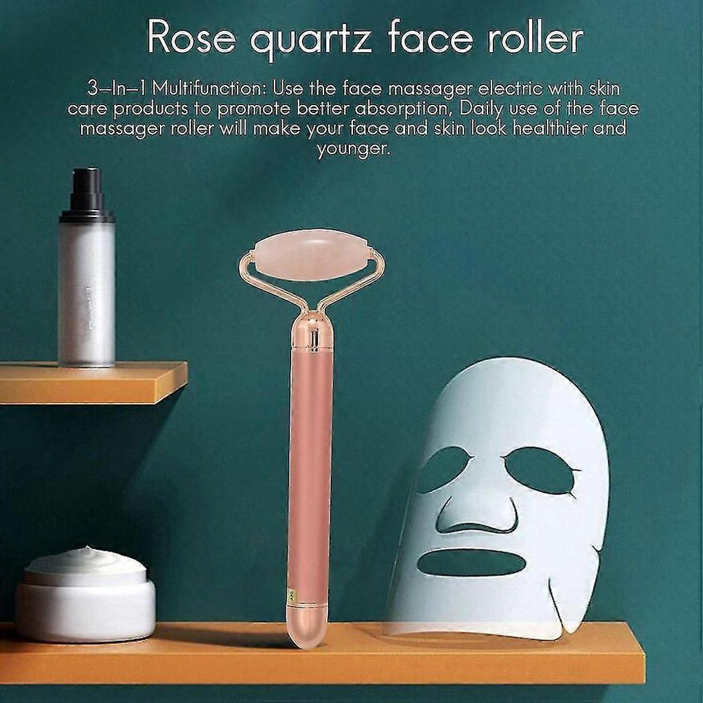 Jade Roller For Face 3 In 1 Electric Vibrating Face Roller Massager Quartz Roller Massager Skin Tig