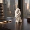 3D-печатная скульптура льва, Черно-белые фигурки животных со скульптурной текстурой гривы, Минималистичный настольный декор для гостиной