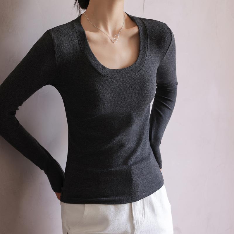 Мягкие вязаные женские топы с длинными рукавами в рубчик, однотонные футболки в стиле Харадзюку, корейские блузки, женские базовые футболки